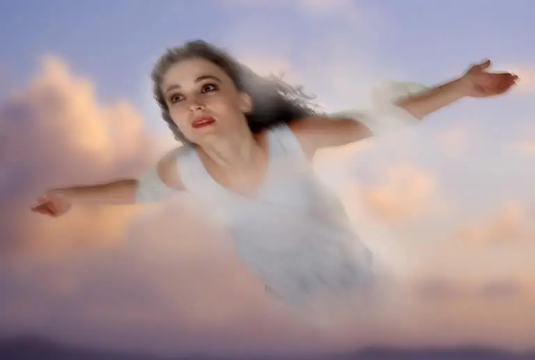 Woman flying in induced lucid dream