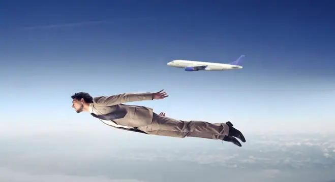 Man flying in a controlled lucid dream