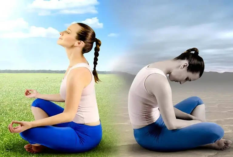 1 woman meditating and 1 woman sleeping while meditating
